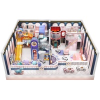 Equipo de Juego Interior Directo de Fábrica, Temática Artística Pastel, Torre PAGODA, Toboganes Amarillos, Piscina de Bolas, Piano de Piso, Casa de Princesas