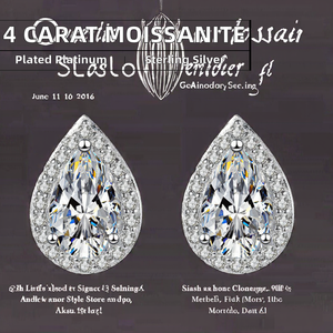 Pendientes de tuerca clásicos unisex de lujo con moissanita chapada en rodio, diseño de flor de plata 925 con corte de pera y engaste de bisel, ideales para bodas. - Product Image 5