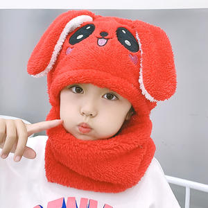 Cute Kids peluche Bunny Rabbit Ear Hat Skull Cap scaldacollo cappello invernale e sciarpa per bambini - Product Image 3