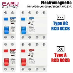 Interruptor Diferencial de Corriente Residual (RCCB/RCD/ELCB) Tipo A/AC de 2/4 Polos, <span class=keywords><strong>10</strong></span>/30/100/300mA, Interruptor de Seguridad EAL-18 A/AC - Product Image 4