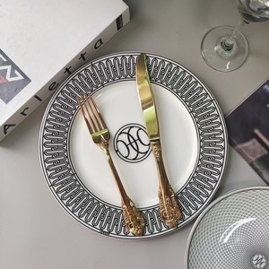 Ensemble de vaisselle en céramique écologique, vaisselle de luxe moderne pour cadeaux, assiette double pour cuisine occidentale, repas de steak - Product Image 3