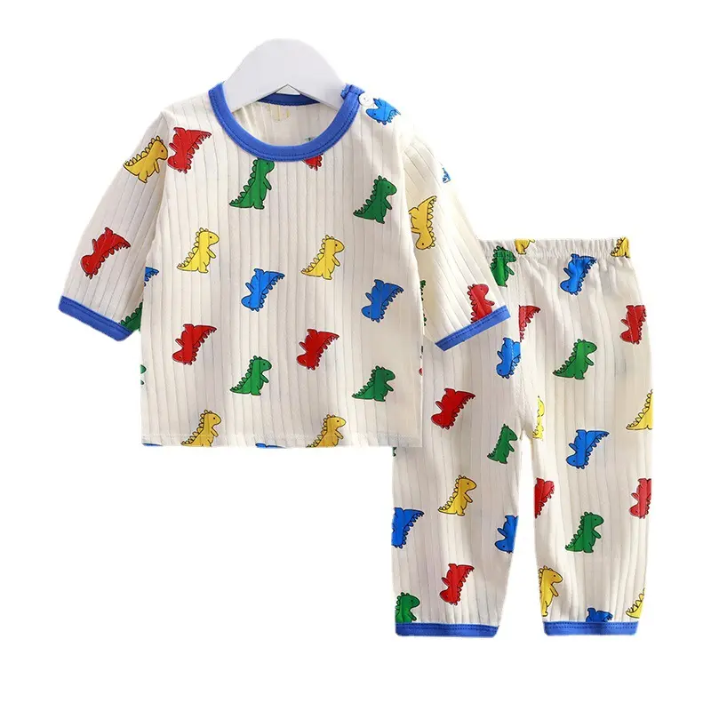 Roupas de verão para crianças, pijama de bebê de estilo fino e respirável, roupa de ar condicionado para casa de manga curta