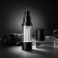 Flacon de lotion sans air noir personnalisé de 30 ml avec contenants cosmétiques en plastique et pompe sans air pour l'emballage des soins de la peau
