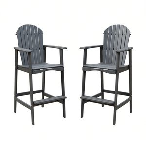 Ensemble de 2 tabourets de bar Adirondack en bois d'acacia gris foncé pour l'extérieur, design moderne et durable - Product Image 1