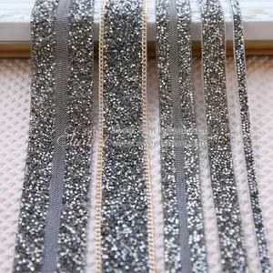 Strip strass pemangkasan berlian imitasi lebar 1.5mm, strip kaca kristal memperbaiki panas