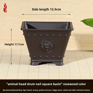 Maceta de Resina Plástica y Cerámica Imitación Zisha, Estilo Tronco Antiguo, Forma de Tambor, para Plantas Suculentas y Bonsáis - Product Image 6