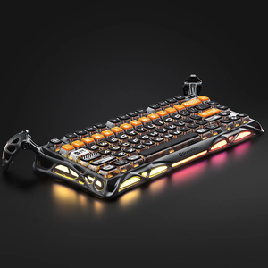 Nouveau Mercury K1 Pro - <span class=keywords><strong>Orange</strong></span> vif, alliage d'aluminium, 75% de touches, commutateur linéaire tri-mode, amortissement en mousse, double RGB indépendant, souris de jeu - Product Image 2