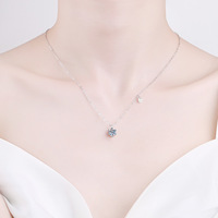 Collier classique en moissanite à six griffes pour femme, élégant, chaîne croisée de luxe léger en argent 925