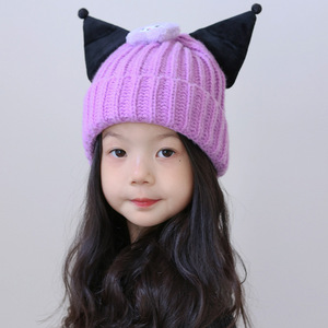 Chapeau en <span class=keywords><strong>tricot</strong></span> mignon de couleur unie, nouveau design, chapeau en <span class=keywords><strong>tricot</strong></span> chaud pour bébé et enfant avec oreilles de <span class=keywords><strong>chat</strong></span> brodées - Product Image 2