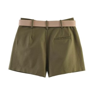 Shorts Culotte <span class=keywords><strong>Femme</strong></span> 2026 Personnalisés Couleur Unie avec Ceinture Amovible Taille Mi-Haute Jambe <span class=keywords><strong>Large</strong></span> OEM/ODM par Usine Chinoise - Product Image 2