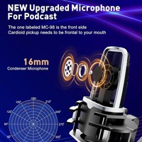 P99 BM800 Canlı Yayın Ses Kartı Çift Kondenser Mikrofonlar Gürültü Önleyici RGB Aydınlatma 2.4G Kablosuz USB Type-C XLR