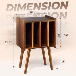 Wooden LP <strong>Record</strong> Player Stand 4 <strong>Cabinets</strong> Holds 100 Vinyls Metal Storage Holder Organizer Table Mid-Century Modern - Product Image 3