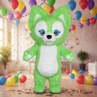 Vente en gros, promotion spéciale fêtes et vacances, costume de mascotte gonflable renard vert pour adulte, idéal pour les soirées et événements.