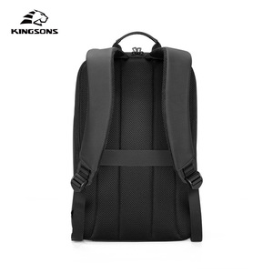 Kingsons Laptop <b>Backpack</b> 20-35L Large Capacity Business Travel Unisex <b>Black</b> Solid Color Shoulder Straps - Product Image 2