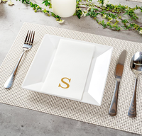 Serviette de table en papier blanc effet lin, serviette d'invité avec logo personnalisé en lettres dorées, serviette Airlaid 1 pli style sac, décorations de table