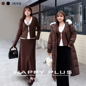 Cárdigan de Punto con Cuello en V de Varias Capas Happy Plus para Mujer, Grosor Medio, Color en Contraste, Talla Grande, Top de Otoño Invierno - Product Image 3