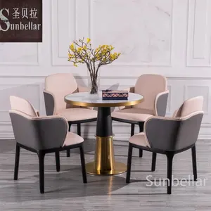 De Lujo sillas de comedor moderna de madera maciza de diseño de cuero Silla de comedor reposabrazos francés país Silla de acento