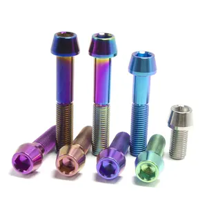 TITST GR5 Titanium bolts M5 M6 M8 M10 mm Allen Key Taper Head Bolt Screw for Bicycle Stem Seatpost Bicycle