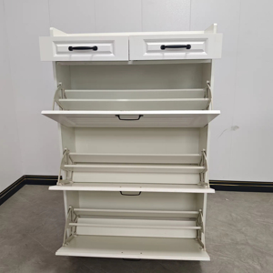 Vente en gros de design moderne européen Armoire <span class=keywords><strong>à</strong></span> <span class=keywords><strong>chaussures</strong></span> de luxe <span class=keywords><strong>à</strong></span> trois niveaux Entrée du salon Armoire <span class=keywords><strong>à</strong></span> <span class=keywords><strong>chaussures</strong></span> blanche <span class=keywords><strong>à</strong></span> couvercle rabattable Rangement - Product Image 3