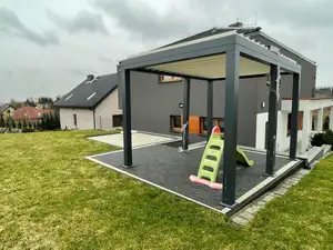 Moderne 3x 3/3X4M Aluminium Bioklimatische Pergola Gemotoriseerd Waterdicht Prieel Met Gepoedercoat Frame Voor Buitentuin