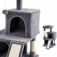 Arbre à chat double en sisal avec rampe à gratter et condo en peluche, gain de place, par le fabricant