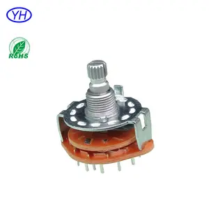 Free Samples Metal Round Shaft 25mm 1 Pole 3 Position 4 Position 12 Position Voltage Selector Alpha RS25 Rotary Switch