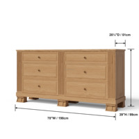 Commode à 6 tiroirs en bois de style américain moderne, en promotion, pour chambre à coucher et mobilier de maison