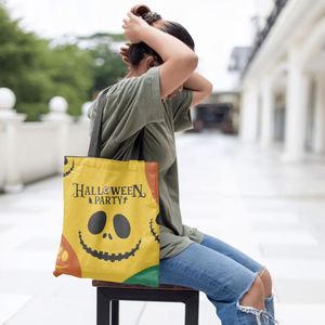 DLBZ Eco-friendly Reusable High Quality Scary Face Halloween Style Customized Rope Canvas <b>Tote</b> <b>Bag</b> for Travel - Product Image 6