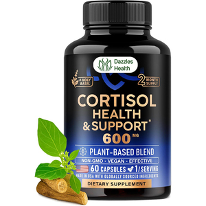 Complément de Cortisol pour Femmes, Basilic Sacré, Ashwagandha, Rhodiola, <span class=keywords><strong>L</strong></span>-Théanine, Soutien de <span class=keywords><strong>l</strong></span>'Humeur, de la Concentration et du Sommeil, 60 Capsules - Product Image 1