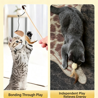 Kit de jeu interactif pour chat 7-en-1 : Boîte cadeau hebdomadaire avec baguette à plumes et jouet résistant aux morsures pour chats domestiques