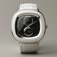 Montre à quartz de luxe en acier inoxydable avec bracelet en cuir et cristal saphir, 3ATM WR, élégante montre rétro-moderne pour un usage quotidien