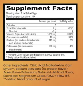Label pribadi pemutih kulit Multivitamin suplemen seng kesehatan tablet kunyah Vitamin C