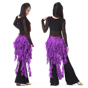 Dpw328 Faldas de danza del vientre azul real Oriental Doble abertura alta Traje de danza del vientre Falda para mujer vestido de actuación - Product Image 3