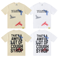 T-shirt Homme Oversize à Épaules Tombantes Manches Courtes 100% Coton 300g Tissu Imprimé Caractères Anti-Plis & Séchage Rapide