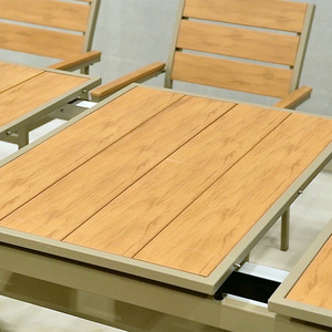 Mobilier de jardin de luxe 1 ensemble patio salle à manger 8 10 places extensible en plastique bois tables et chaises ensembles salon jardin ensemble - Product Image 5