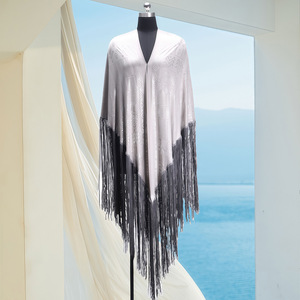 Écharpe triangulaire rétro très longue à franges pour <span class=keywords><strong>femme</strong></span>, <span class=keywords><strong>grande</strong></span> taille, avec bronzage haut de gamme - Product Image 4