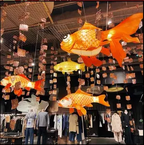 2023 Chinesische Tradition Licht Festival Dekoration Rote Fisch laterne Handgemalte LED Tier fisch laternen für Lunar New Year