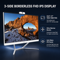 PC tout-en-un avec support fixe 22 24 27 pouces FHD 1920x1080 Intel Core I3 I5 I7 DDR4 SSD Windows 11 Bluetooth pour usage bureautique