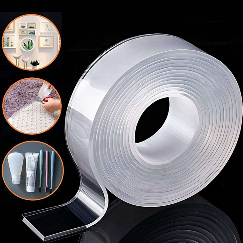 EONBON Removable Double Sided Washable Adhesive Tape, Reusable Transparent Grip Tape Nano Tape For Photo