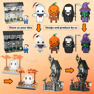 Fábrica <span class=keywords><strong>de</strong></span> Bloques <span class=keywords><strong>de</strong></span> Construcción Personalizados para Halloween, Diseño y Producción OEM/ODM para Figuras Miniatura <span class=keywords><strong>de</strong></span> Calabaza, Fantasma y Esqueleto - Product Image 4