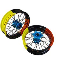 Juego de Ruedas Supermoto KYZ de 17 Pulgadas 3.5 5.0, Llantas de Aluminio Anodizado CNC Azul Claro para Motocicleta Husqvarna TE TC Dirt Bike Motocross 125-501cc