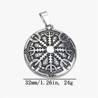 Collier pendentif bouclier viking MECYLIFE en acier inoxydable, bijoux vikings nordiques pour hommes, collier runique