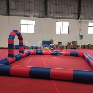 Коммерческая детская воздушная полоса препятствий надувная беговая дорожка наружная надувная гоночная трасса с бампером автомобиля - Product Image 4