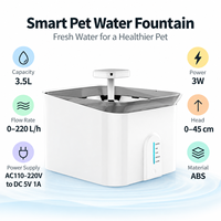 Fontaine à eau intelligente pour animaux de compagnie CE FCC RoHS OEM ODM pour chats et chiens, 3,5 L, 3 W, 0-220 L/h, avec filtre en résine de fibre de carbone activée, contrôle par application