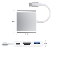 Hochwertiger 3-in-1 Erweiterungsadapter Typ 3 in 1 USB-C Hub mit HDTV + USB 3.0 + USB-C 3 PD Anschluss