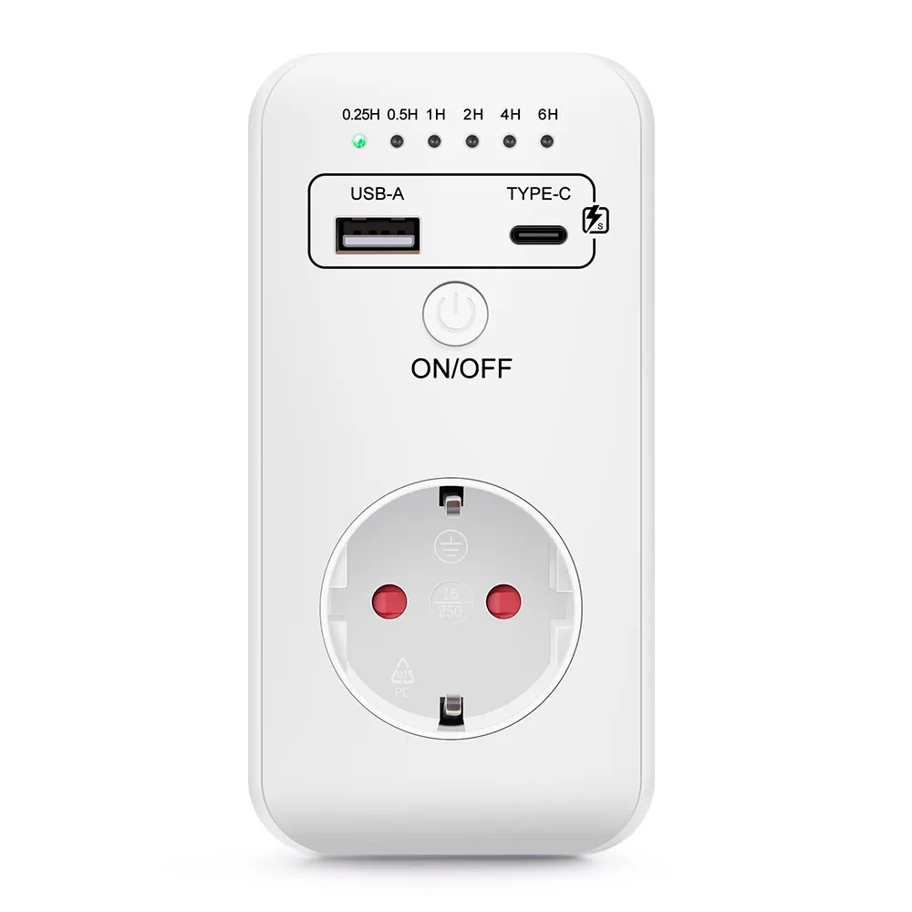 가정용 스마트 16A 타이밍 컨트롤러 USB Type C 출력 전원 어댑터 EU 플러그 충전기