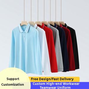 Chemise à manches longues unisexe en coton 100% imprimée sur mesure, col côtelé rayé, évacuation de l'humidité, polo de golf pour hommes - Product Image 2