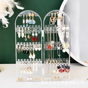 Présentoir à bijoux pliable pour boucles d'oreilles <span class=keywords><strong>collier</strong></span> 2/4 portes en plastique transparent support de bijoux organisateur de stockage de bijoux - Product Image 4