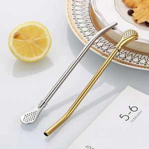Cuchara de paja de doble propósito de acero inoxidable 304 transfronterizo, herramienta de agitación de filtrado desmontable de 6mm para té de <span class=keywords><strong>Yerba</strong></span> <span class=keywords><strong>Mate</strong></span>, té de frutas - Product Image 1