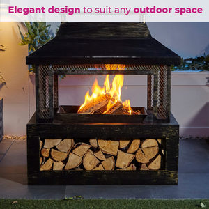 Brasero de camping extérieur en acier, modèle Chiminea Pyramide, peint, pour jardin et arrière-cour, compatible bois et charbon de bois - Product Image 2